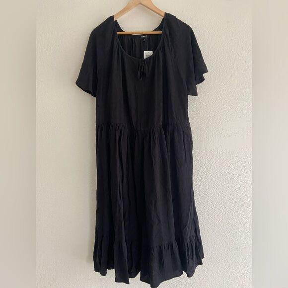 NWT Torrid Black Crosshatch Tiered Babydoll Dress 1X rayon - Picture 4 of 11